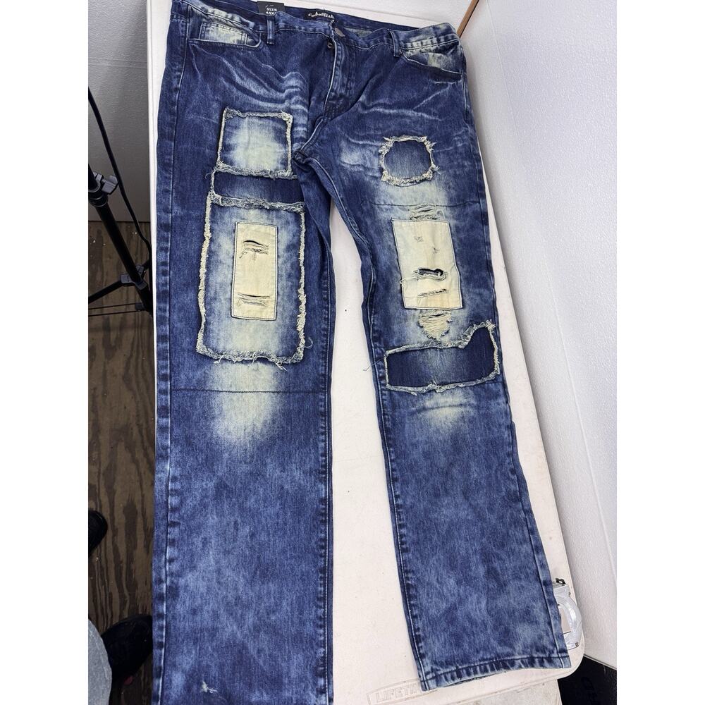 Embellish jeans men 44x34 Blue NWT Distressed Ripped